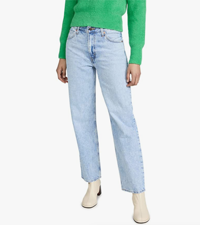 Cotton mom jeans in rigid denim