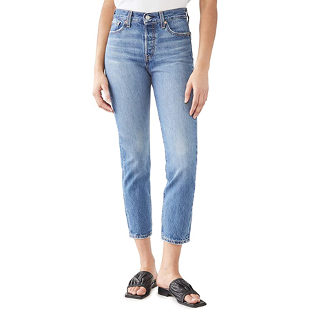 Cropped skinny jeans in rigid 100 cotton
